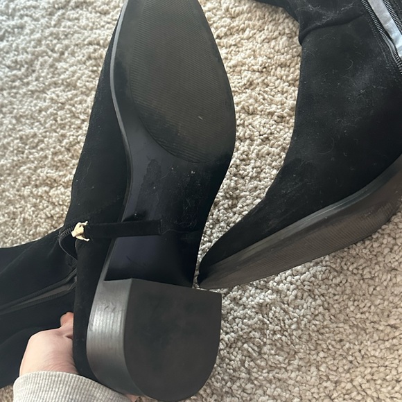 Knee high suede boots with silver hardware - Picture 3 of 4